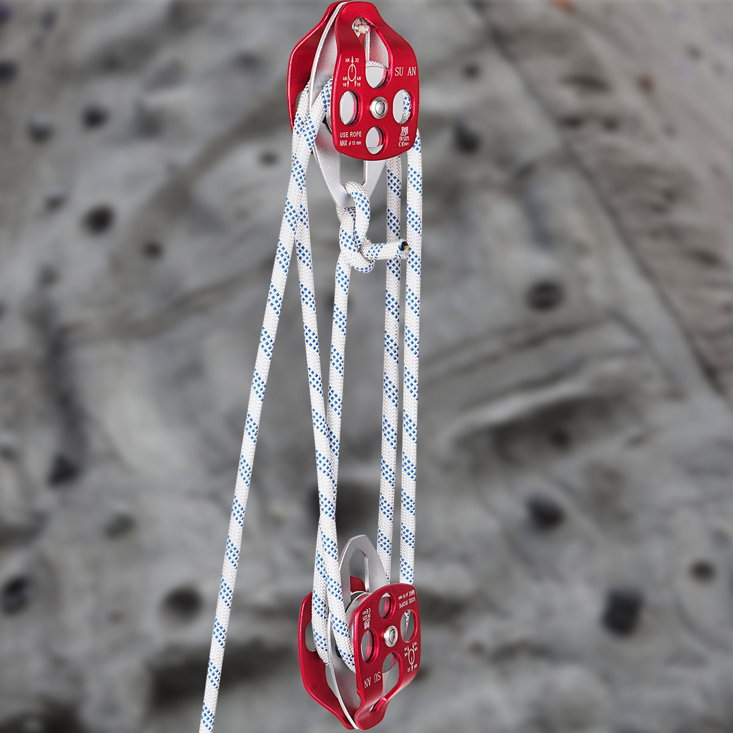 VEVOR Twin Sheave Block and Tackle 12 mm 30.48-60.96 m Twin Sheave Block with Braid Rope 2993.5-3498.6 kg Double Pulley Rigging
