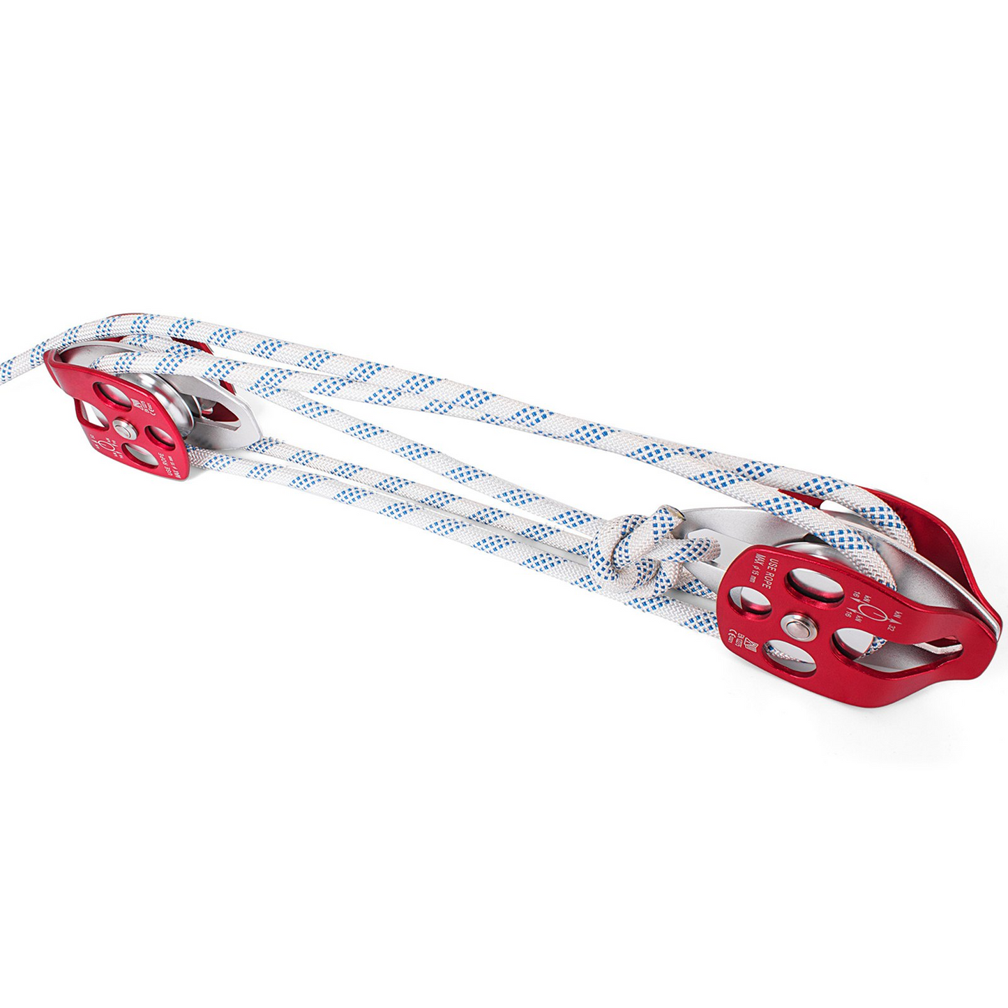 VEVOR Twin Sheave Block and Tackle 12 mm 30.48-60.96 m Twin Sheave Block with Braid Rope 2993.5-3498.6 kg Double Pulley Rigging