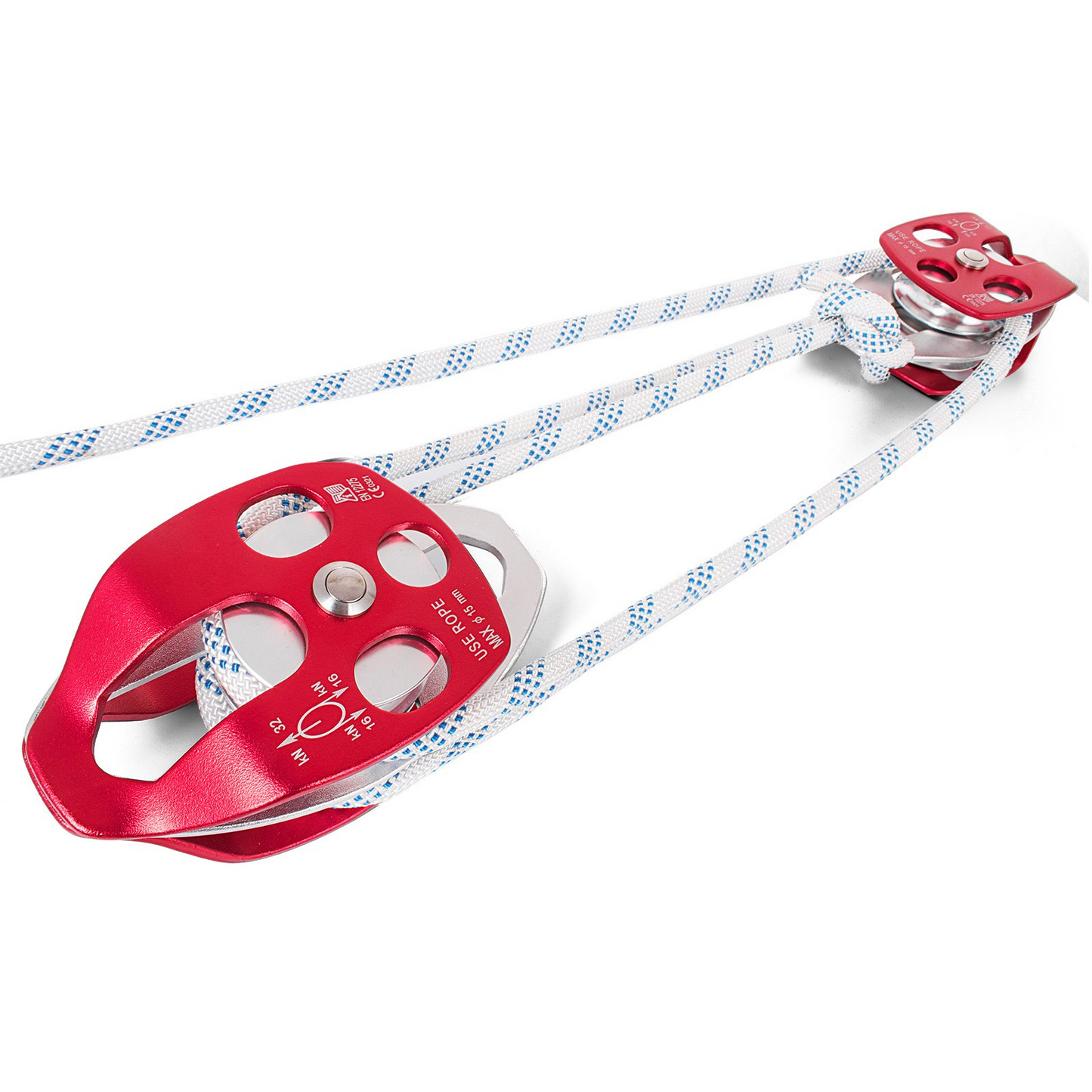 VEVOR Twin Sheave Block and Tackle 12 mm 30.48-60.96 m Twin Sheave Block with Braid Rope 2993.5-3498.6 kg Double Pulley Rigging