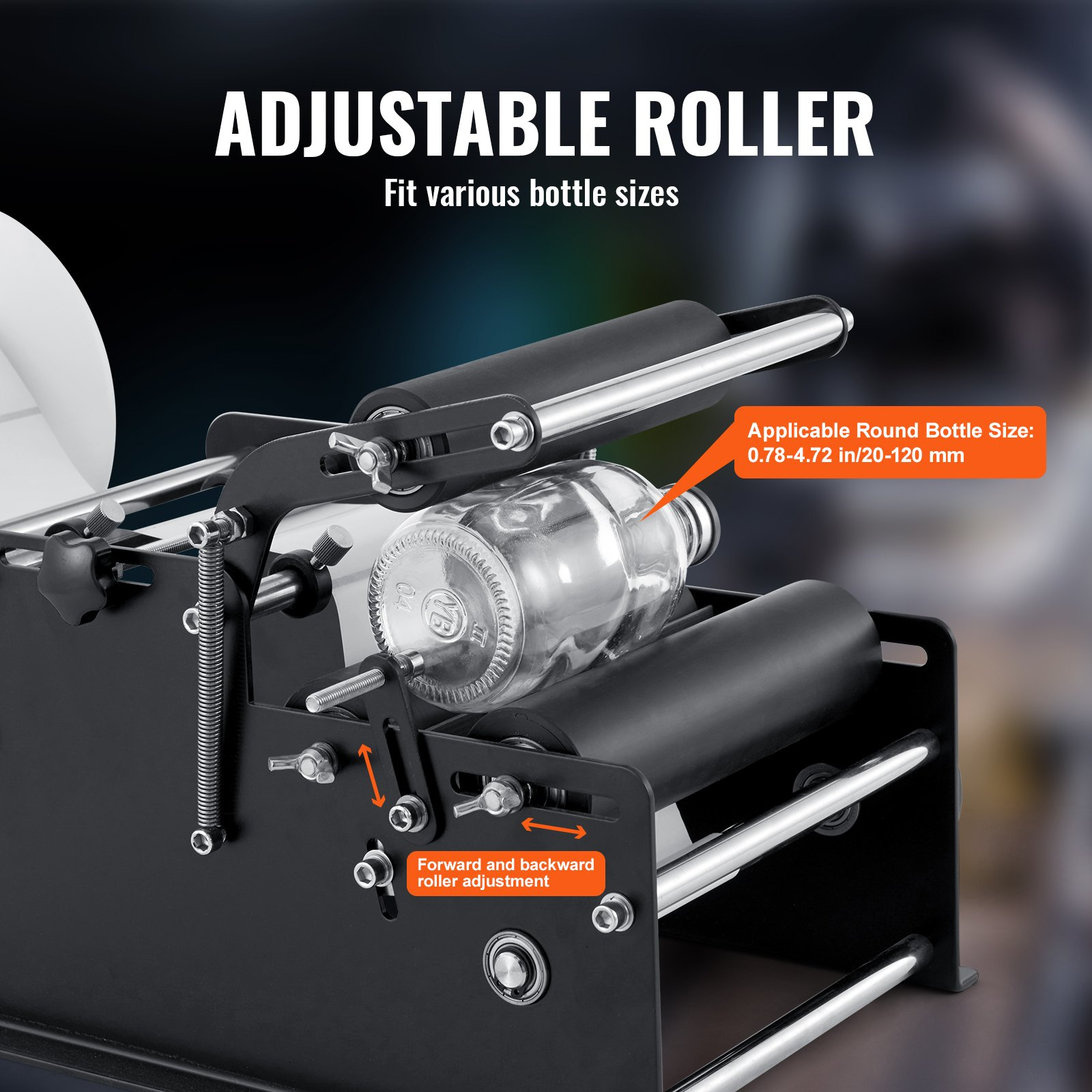 VEVOR Manual Round Labeling Machine, 15-20pcs/min, Bottle Label Applicator for Round Bottles, Adjustable Manual Round Bottle Labeler Suitable for Bottle Diameter 1.98-11.99 cm (with Pressing Bar)