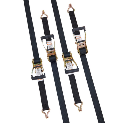 VEVOR Ratchet Tie Down Straps (4PK), 11128 lb Break Strength, Double J Hook Includes 4 Premium 2" x 8' Rachet Tie Downs with Padded Handles, for Moving Securing Cargo, Appliances, Lawn Equipment