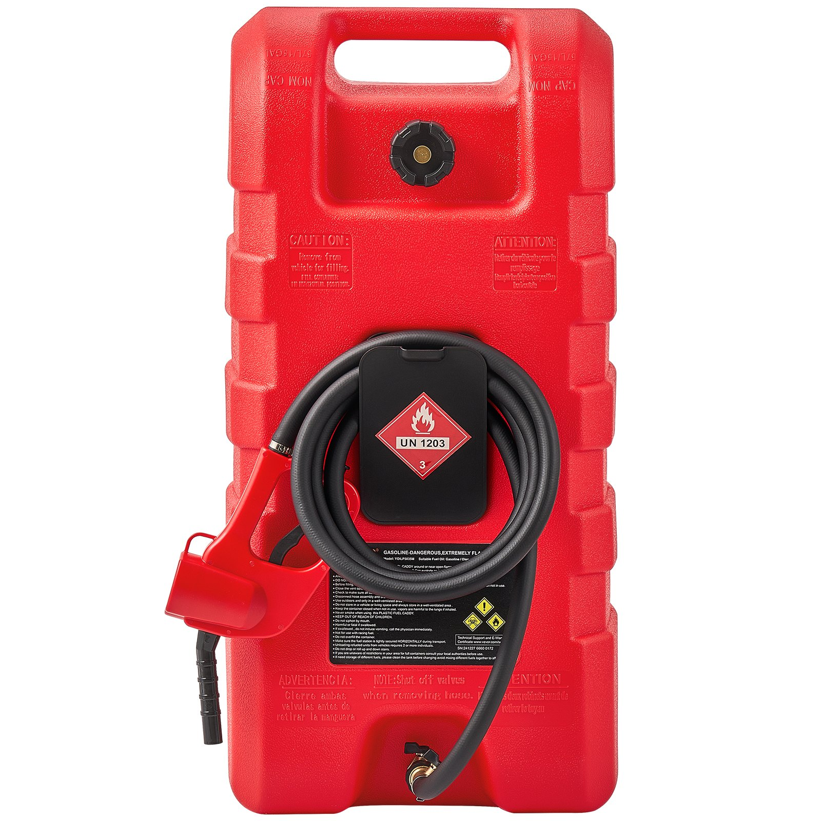VEVOR Fuel Caddy 15 Gallon Portable Fuel Tank with Gravity & Hand Pump Modes