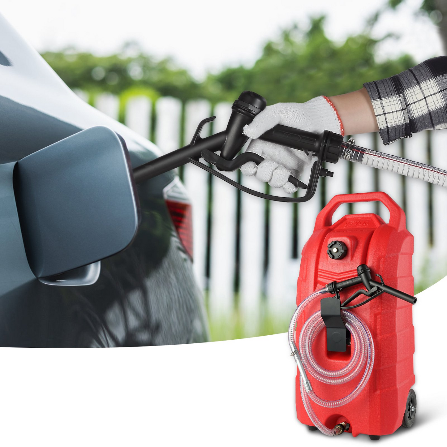 VEVOR 16 Gallon Fuel Caddy Portable Gas Storage Tank 7.8L/min Gravity-flow Mode