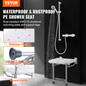 VEVOR Folding PE Shower Seat 15.7'' x 14.8'' Wall Mounted Shower Bench 500 lbs