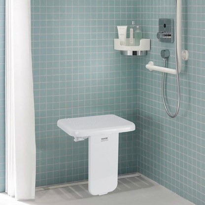 VEVOR Folding ABS Shower Seat 15.7'' x 16.7'' Wall Mounted Shower Bench 440 lbs