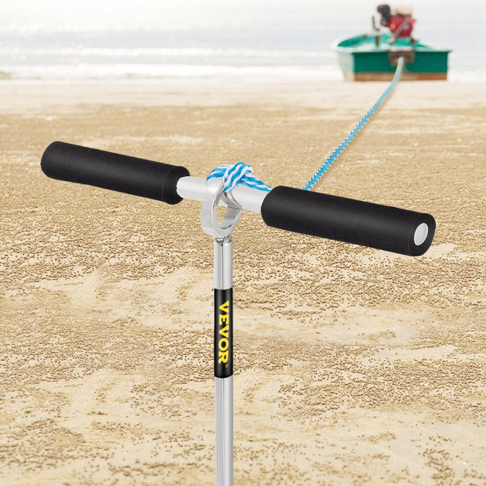 VEVOR Sand Anchor, 36" Length Auger to The Beach and Sandbar, 316 Stainless Steel Screw Anchor with Removable Handle, Bungee Line & Carry Bag, for Jet Ski PWC Pontoon Kayak
