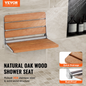 VEVOR Folding Oak Shower Seat 16.1"/40.9 cm x 13.4"/34 cm Wall Mounted Shower Bench 440 lbs/199.6 kg