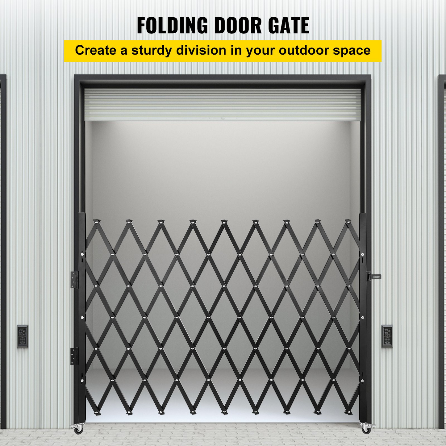VEVOR Single Folding Security Gate, 131.00 x 187.96 cm Folding Door Gate, Steel Accordion Security Gate, Flexible Expanding Security Gate, 360° Rolling Barricade Gate, Scissor Gate or Door with Padlock