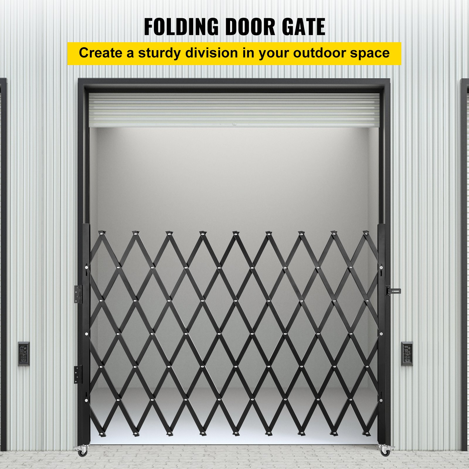 VEVOR Single Folding Security Gate, 131.00 x 187.96 cm Folding Door Gate, Steel Accordion Security Gate, Flexible Expanding Security Gate, 360° Rolling Barricade Gate, Scissor Gate or Door with Padlock