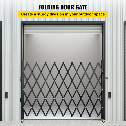 VEVOR Single Folding Security Gate, 131.00 x 187.96 cm Folding Door Gate, Steel Accordion Security Gate, Flexible Expanding Security Gate, 360° Rolling Barricade Gate, Scissor Gate or Door with Padlock