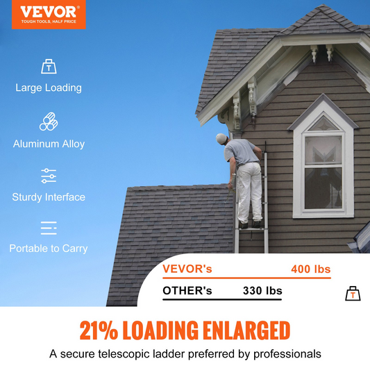 VEVOR Telescoping Ladder Aluminum Extension Step 457.2 cm Multi-purpose Portable