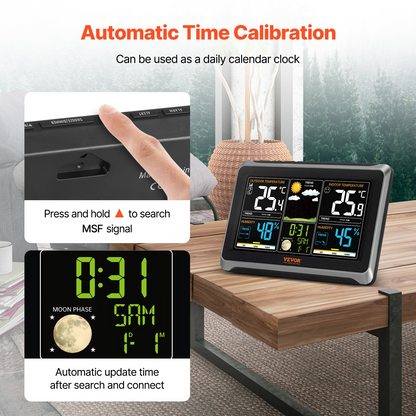 VEVOR Wireless Weather Station Wireless 7.5" Color Display with Sensor Clock
