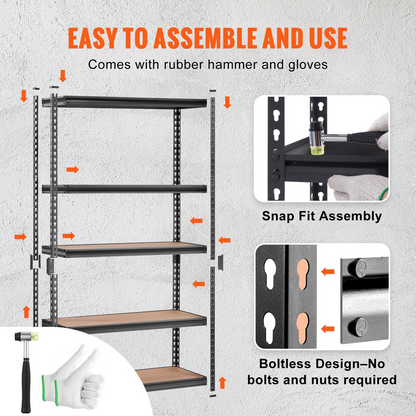 VEVOR Storage Shelving Unit Garage Storage Rack 5-Tier Adjustable 2000 lbs Load