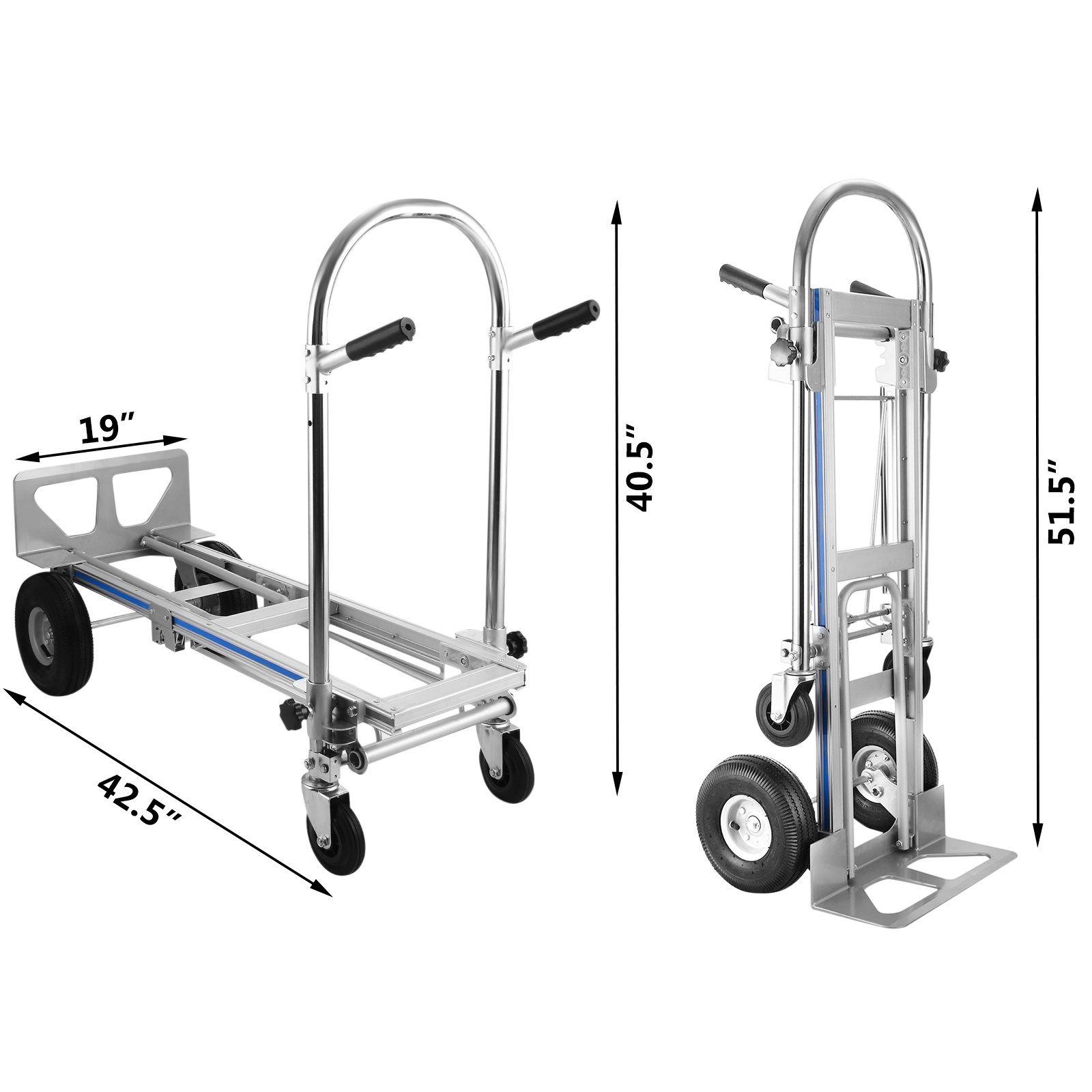 VEVOR 3 In 1 Aluminum Folding Sack Truck Hand Trolley Cart Car Heavy Duty Foldable