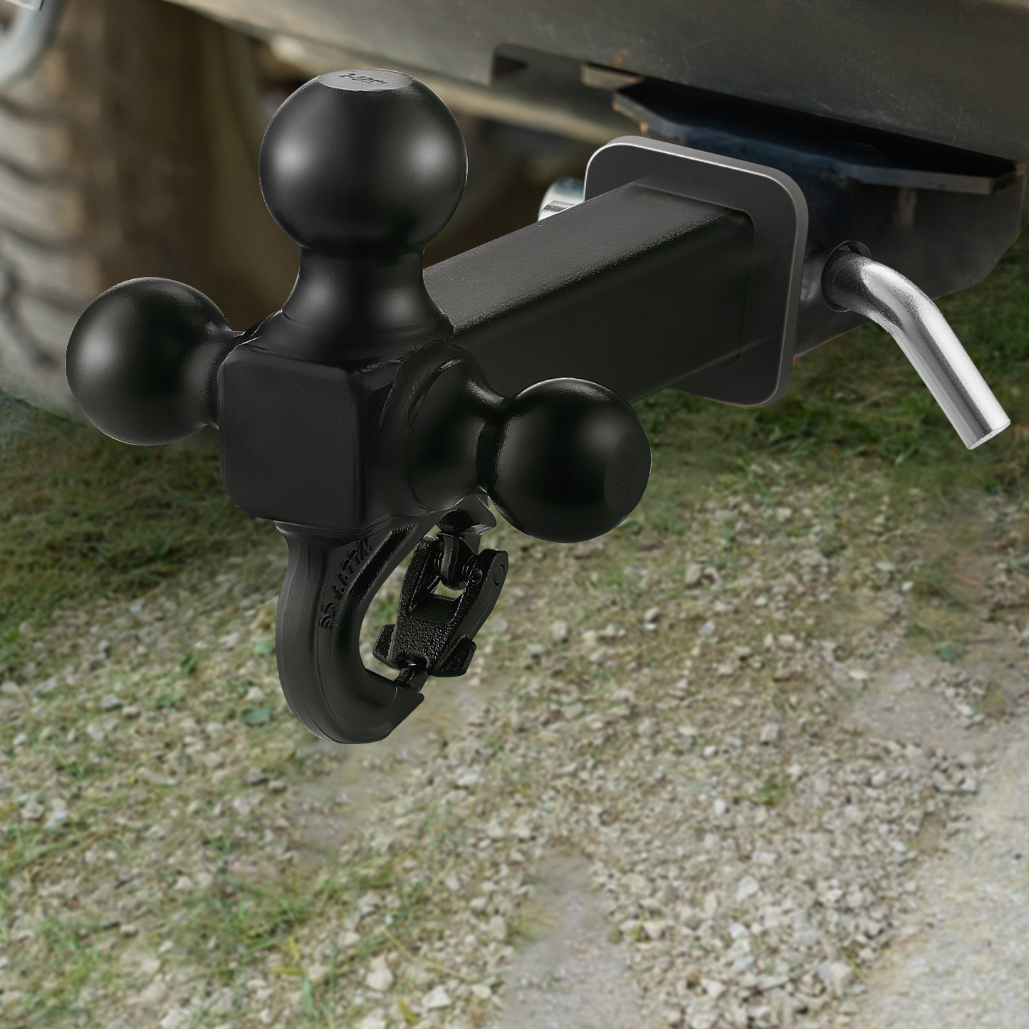 VEVOR Trailer Hitch 2" Receiver 1-7/8" & 2" & 2-5/16" Tri-Ball Hitch with Hook