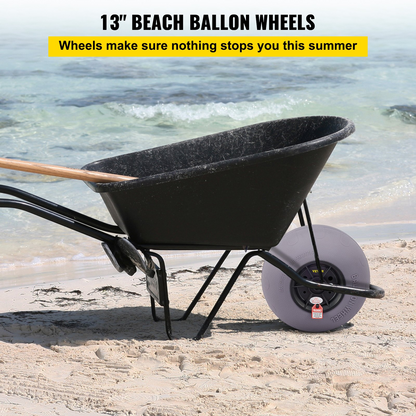 VEVOR Beach Balloon Wheels, 33 cm Replacement Sand Tires, TPU Cart Tires for Kayak Dolly, Canoe Cart and Buggy w/ Free Air Pump, 2-Pack