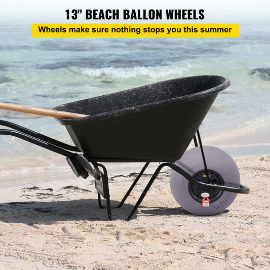 VEVOR Beach Balloon Wheels, 33 cm Replacement Sand Tires, TPU Cart Tires for Kayak Dolly, Canoe Cart and Buggy w/ Free Air Pump, 2-Pack