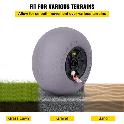 VEVOR Beach Balloon Wheels, 33 cm Replacement Sand Tires, TPU Cart Tires for Kayak Dolly, Canoe Cart and Buggy w/ Free Air Pump, 2-Pack