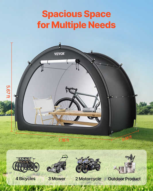 VEVOR Outdoor Bike Storage Tent Fan-Shaped Waterproof Bike Tent for 4 to 5 Bikes
