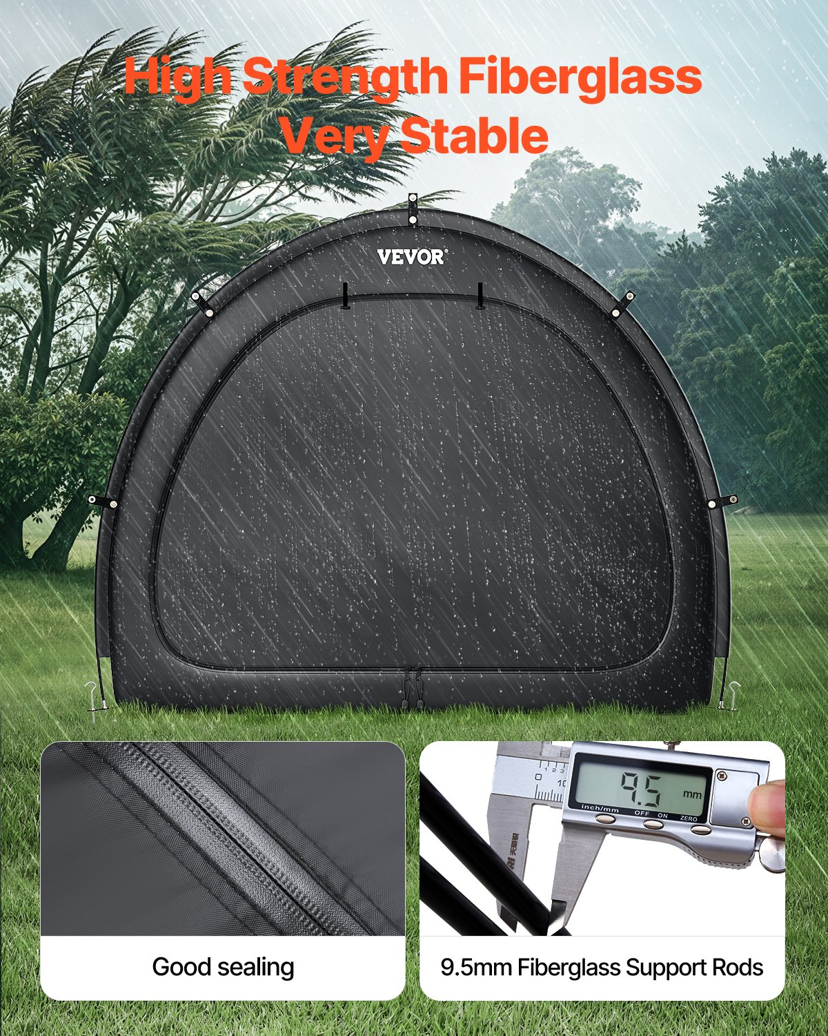 VEVOR Outdoor Bike Storage Tent Fan-Shaped Waterproof Bike Tent for 4 to 5 Bikes