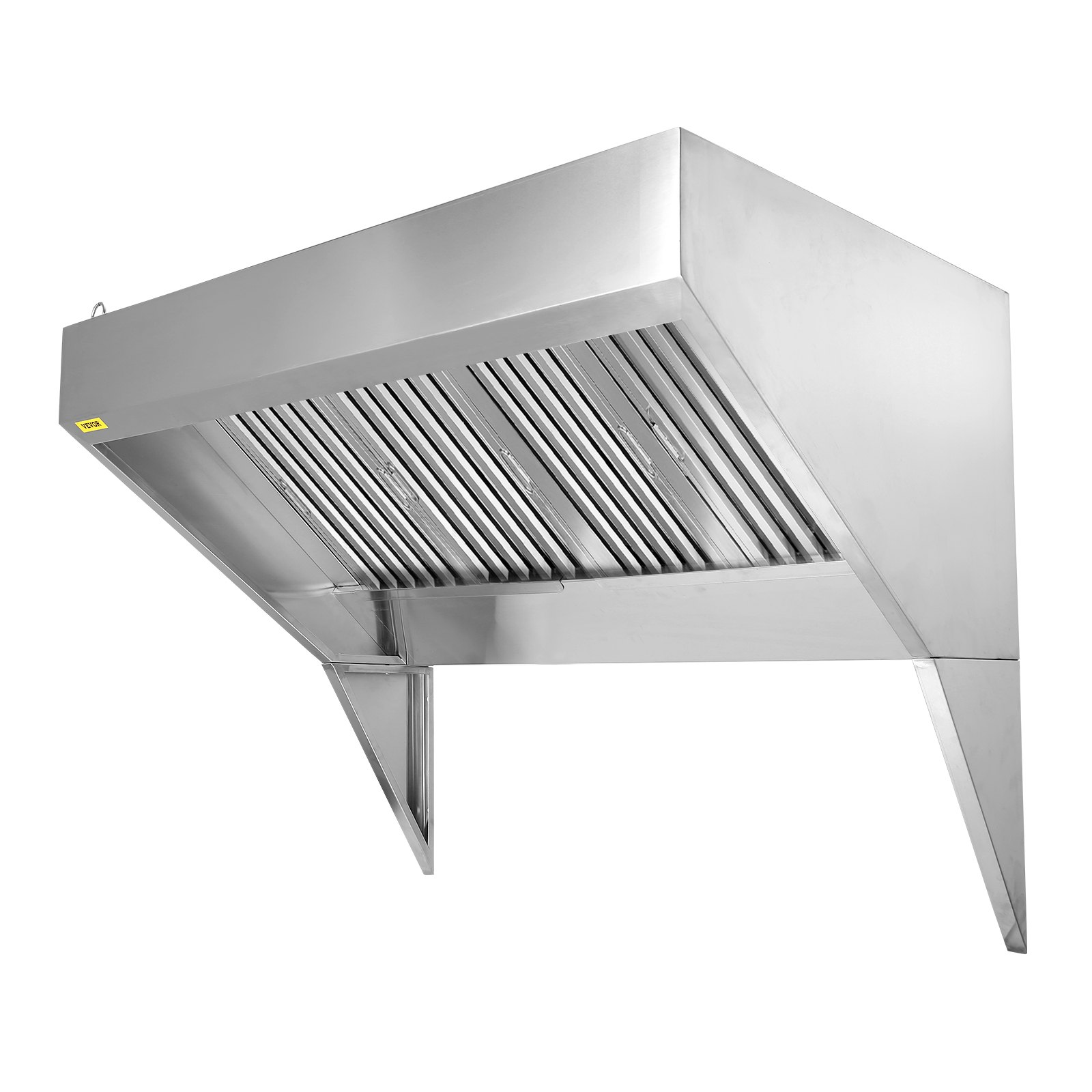 VEVOR Commercial Exhaust Hood, 2.74 m Food Truck Hood Exhaust, 201 Stainless Steel Concession Trailer Hood with 4 Detachable U-shaped Grid Oil Filter Mesh, Rust Resistant Vent Hood for Kitchen Restaurant