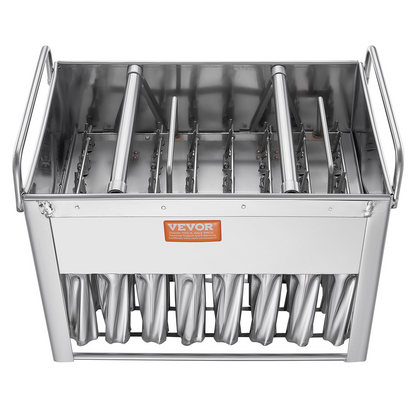VEVOR Commercial Popsicle Moulds, 40PCS Cylindrical Ice Pop Moulds, Stainless Steel Ice Lolly Popsicle Moulds, Ice Cream Maker Mould Holder with 50PCS Popsicle Sticks & Bags (Single Mould Set - 40PCS)