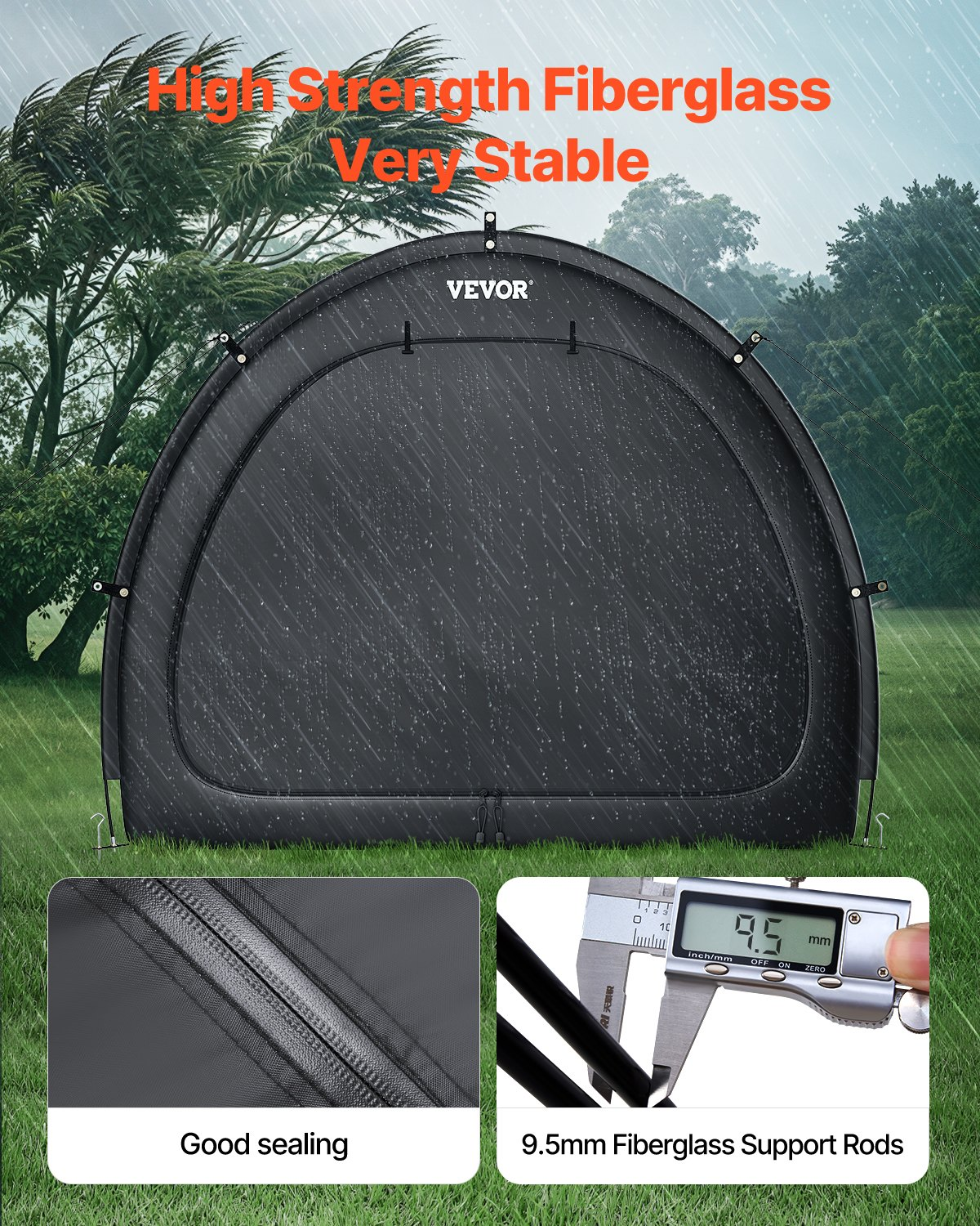 VEVOR Outdoor Bike Storage Tent Fan-Shaped Waterproof Bike Tent for 1 to 2 Bikes