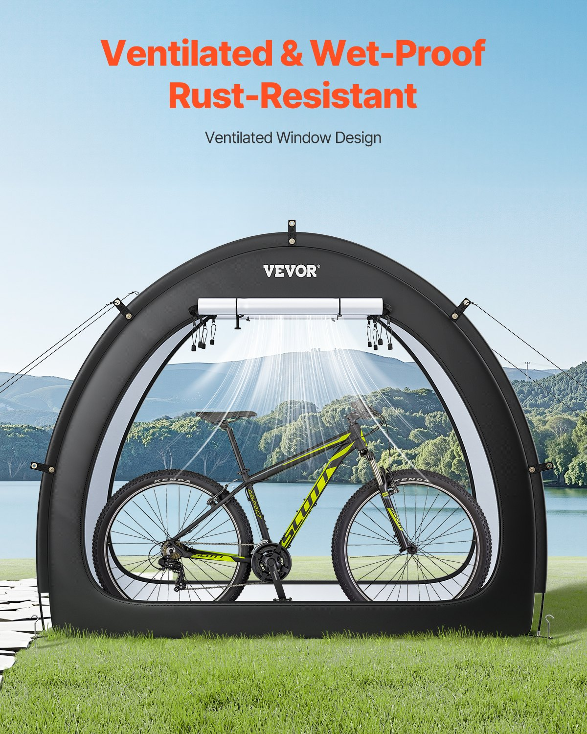 VEVOR Outdoor Bike Storage Tent Fan-Shaped Waterproof Bike Tent for 1 to 2 Bikes
