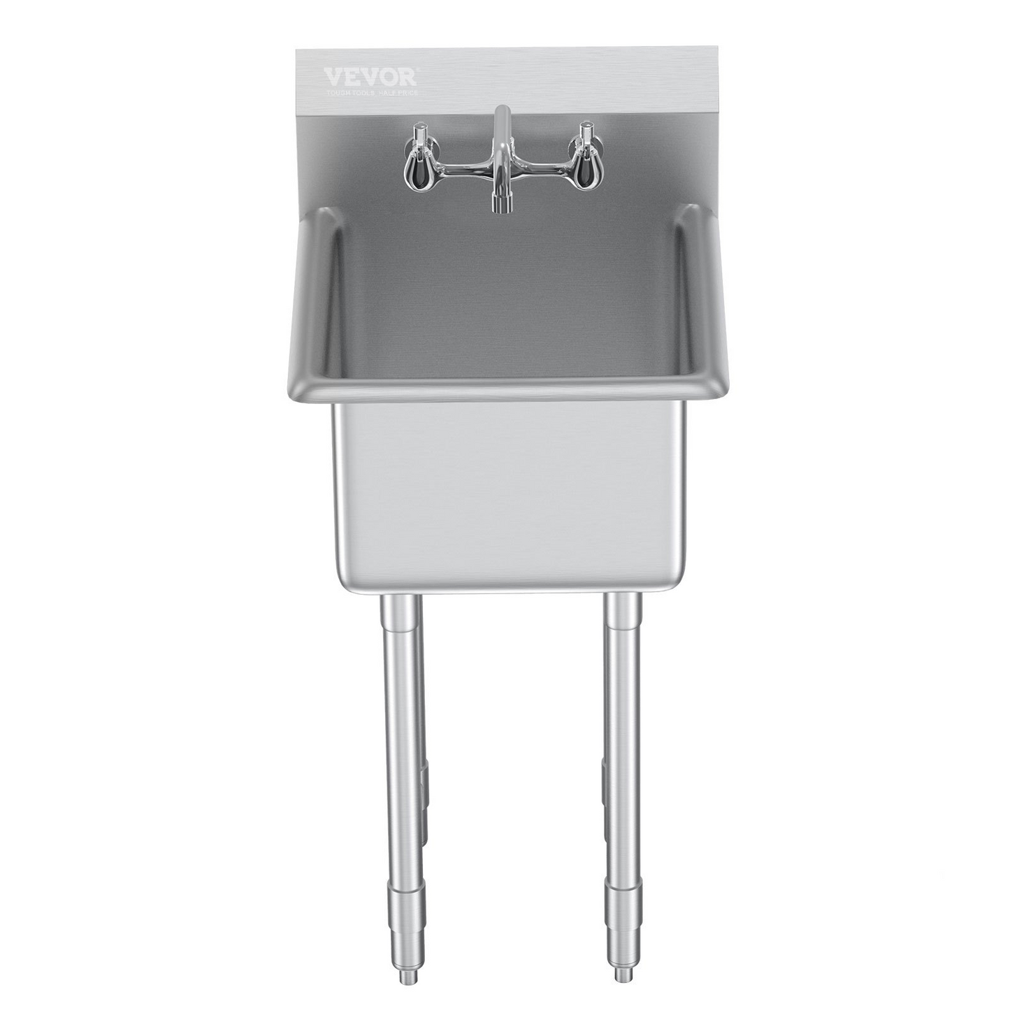VEVOR Stainless Steel Prep & Utility Sink, 1 Compartment Free Standing Small Sink Include Faucet & legs, 45.7 x 104.1 cm Commercial Single Bowl Sinks for Garage, Restaurant, Kitchen, Laundry, NSF Certified