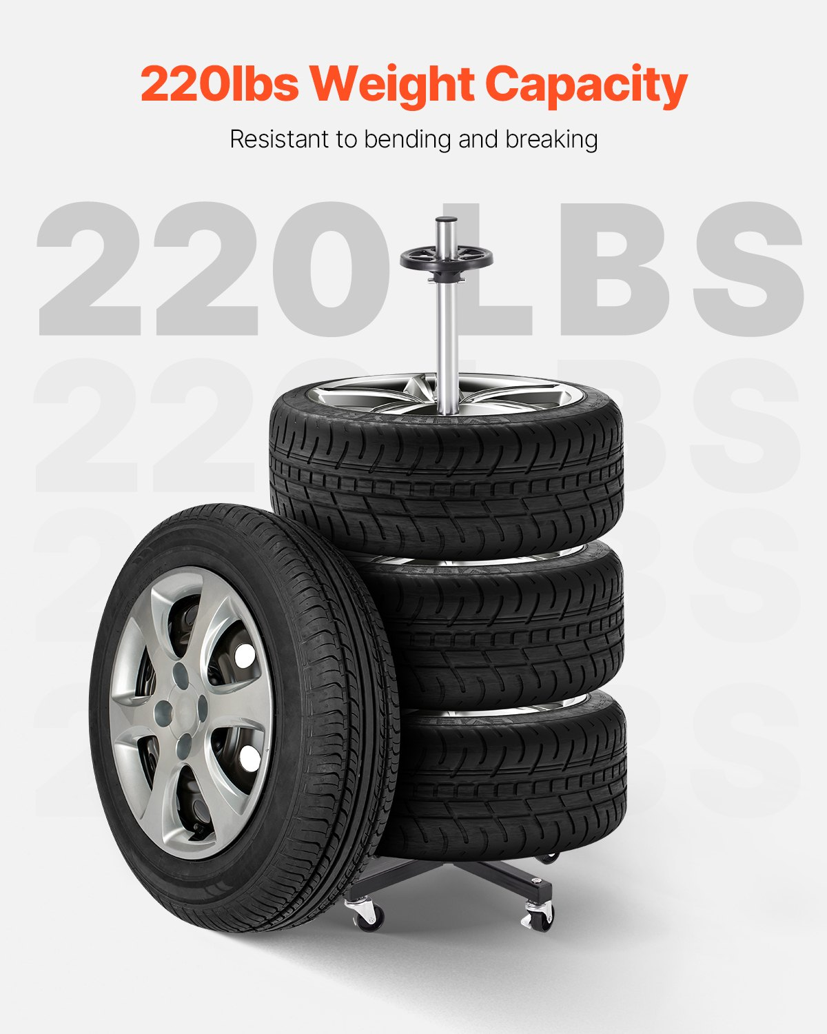 VEVOR Tire Rack for 4 Tires with Rim Mobile Tyre Stand Fit up to 225mm Wide Tire