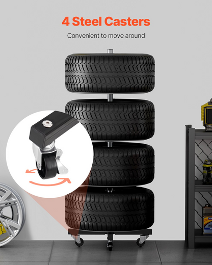 VEVOR Tire Rack for 4 Tires with Rim Mobile Tyre Stand Fit up to 225mm Wide Tire