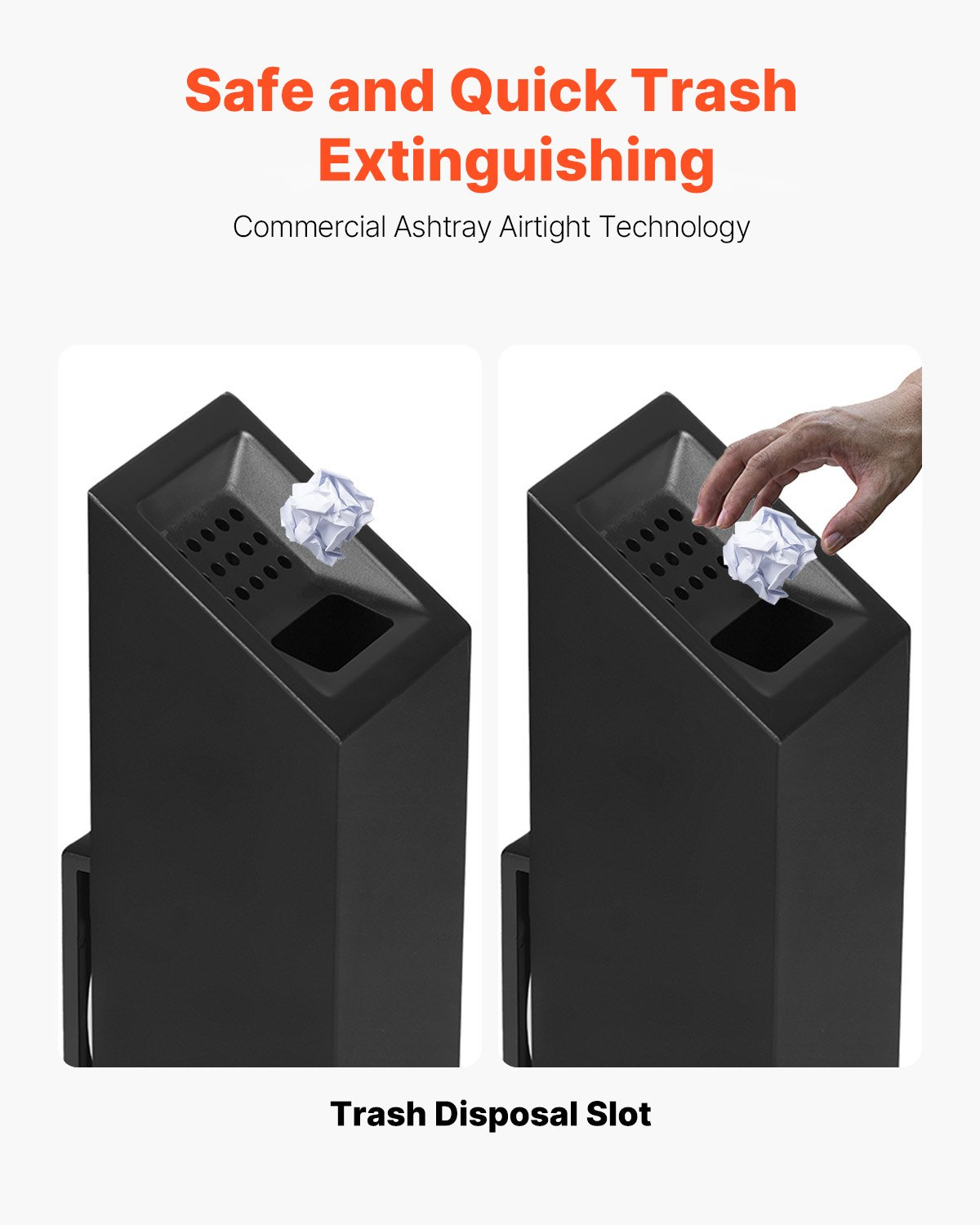 VEVOR Cigarette Butt Receptacle Stainless Steel Wall Mounted Butt Disposal Black