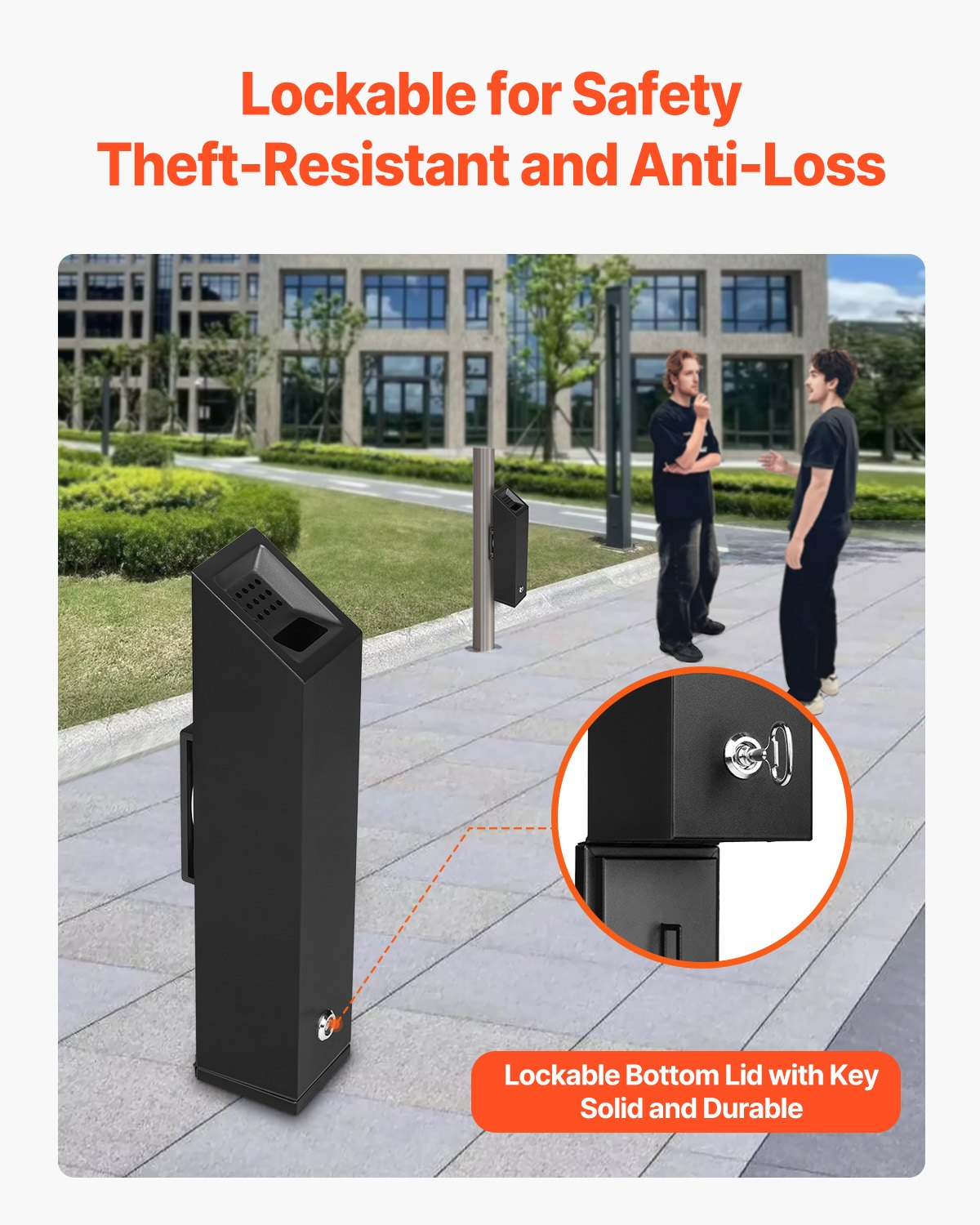 VEVOR Cigarette Butt Receptacle Stainless Steel Wall Mounted Butt Disposal Black
