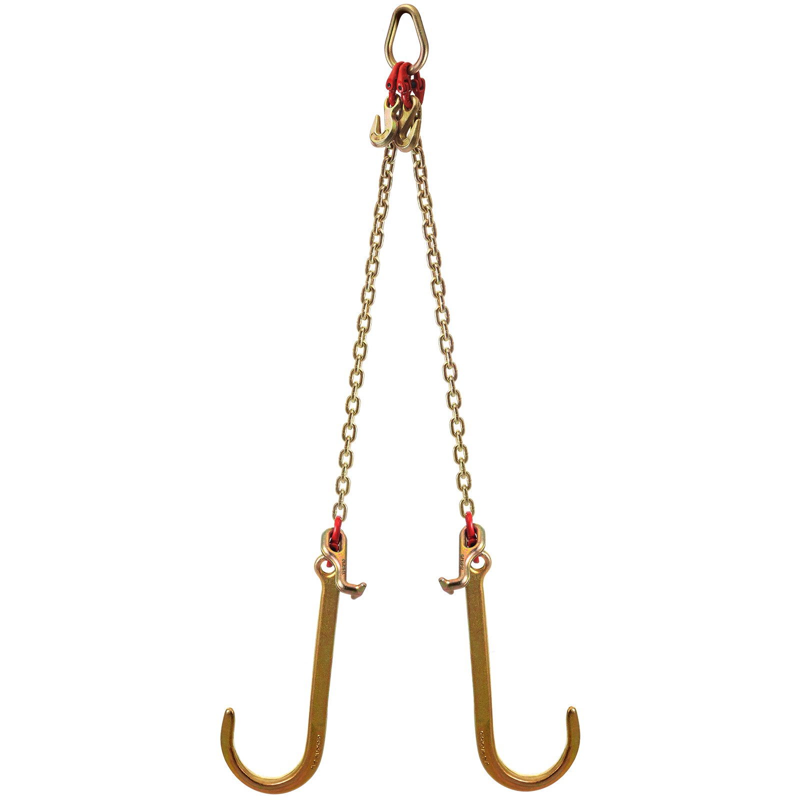 VEVOR V Bridle Chain, 8 mm x 60 cm Bridle Tow Chain, Grade 80 V-Bridle Transport Chain, 4898 kg Break Strength with TJ Hooks and Crab Hooks, Heavy Duty Pear Link Connector and Chain Shorteners
