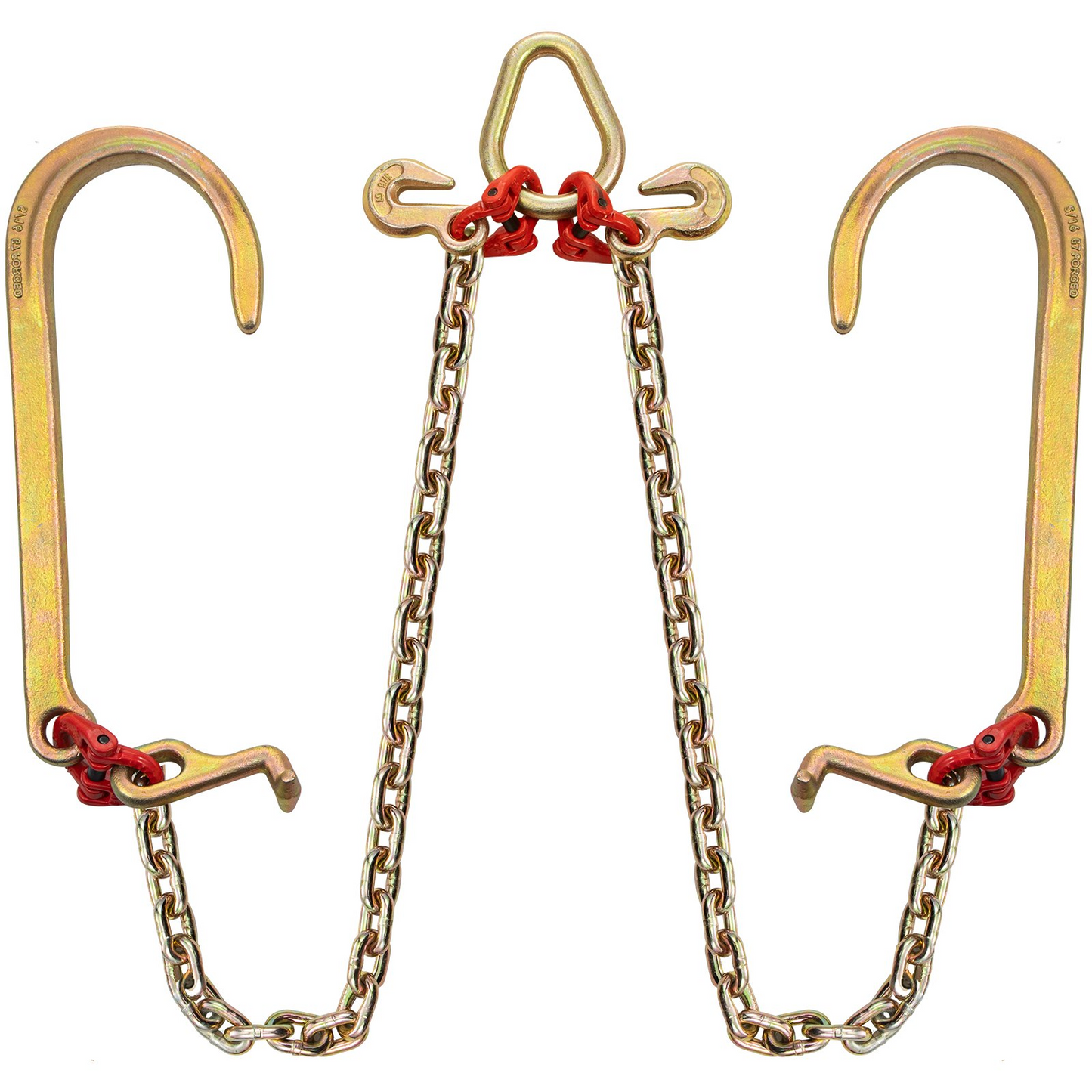 VEVOR V Bridle Chain, 8 mm x 60 cm Bridle Tow Chain, Grade 80 V-Bridle Transport Chain, 4898 kg Break Strength with TJ Hooks and Crab Hooks, Heavy Duty Pear Link Connector and Chain Shorteners