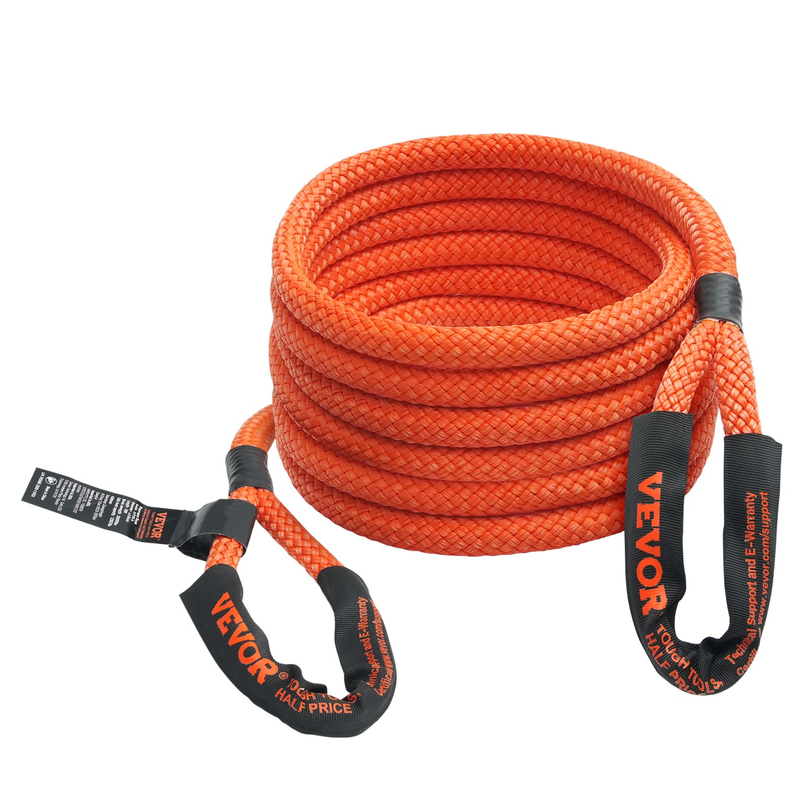 VEVOR 7/8" (2.2 cm) x 20'/6.1 m Kinetic Recovery Tow Rope 30,580 lbs/13,876.4 kg, Heavy-Duty Off Road Snatch Strap, Extreme Duty 30% Elasticity Energy Snatch Strap for Jeep Car Truck ATV UTV SUV Tractor