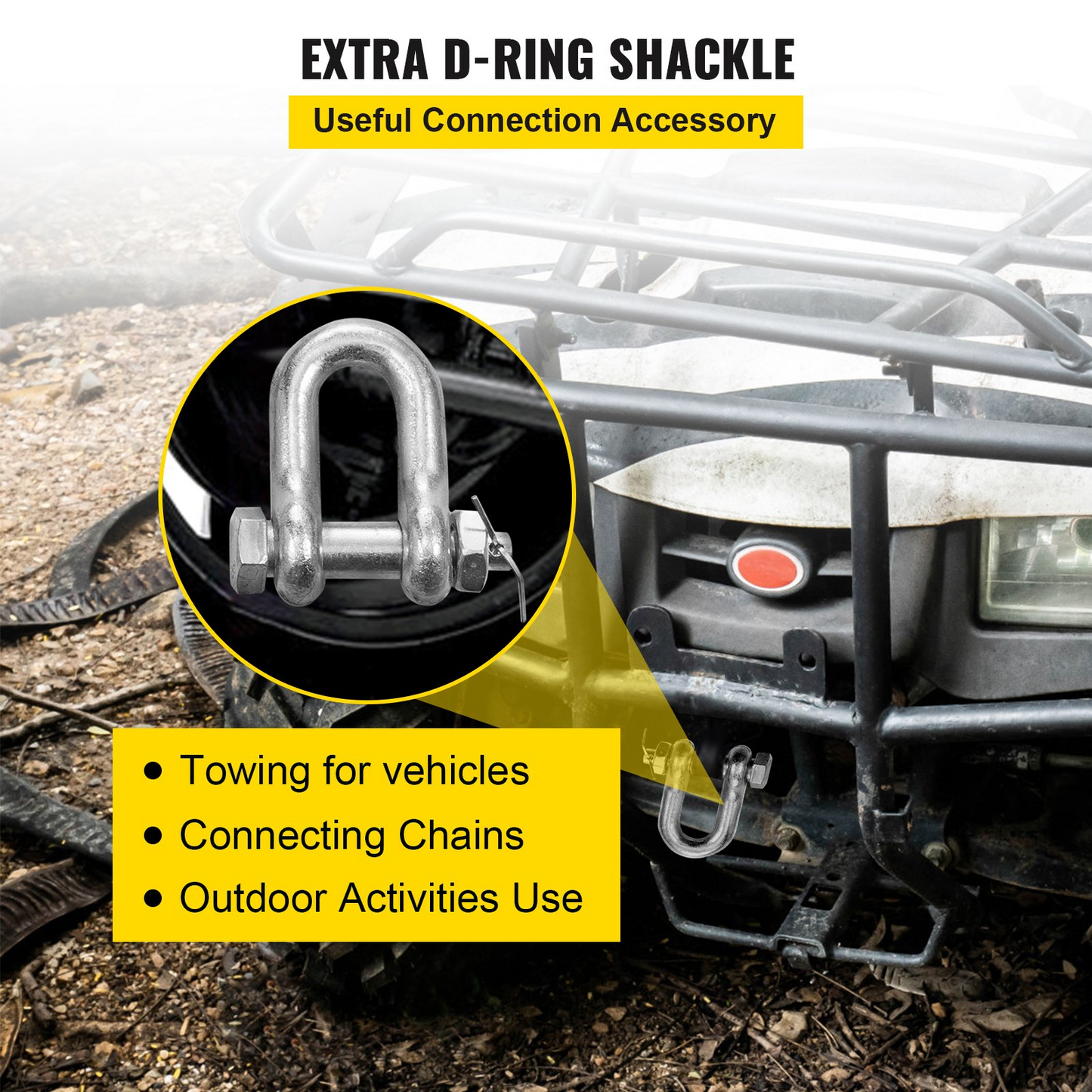 VEVOR 2PCS 5/16"x10' G80 Tow Chain 15" J Hook Long Shank RTJ & Grab Hook Wrecker
