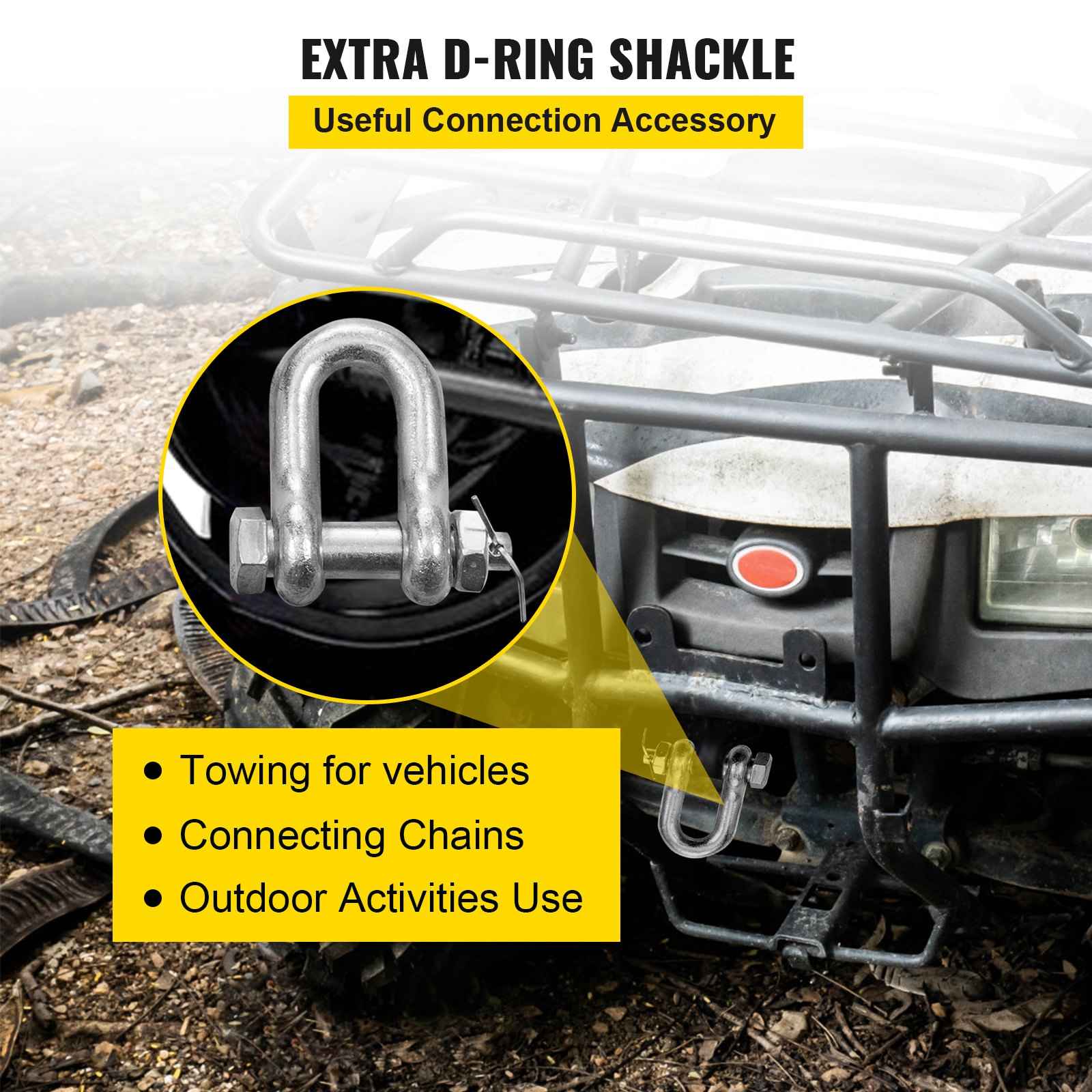 VEVOR 2PCS 5/16"x10' G80 Tow Chain 15" J Hook Long Shank RTJ & Grab Hook Wrecker