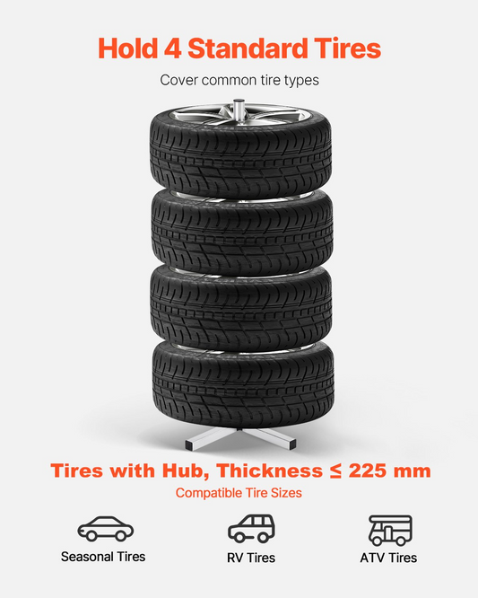 VEVOR Tire Rack for 4 Tires with Rim Tyre Stand Holder Fit up to 225mm Wide Tire