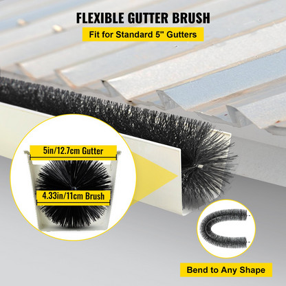 VEVOR Gutter Guard Brush Easy on Gutter Guard 5" Gutter Brush W/ Bristle 120 FT