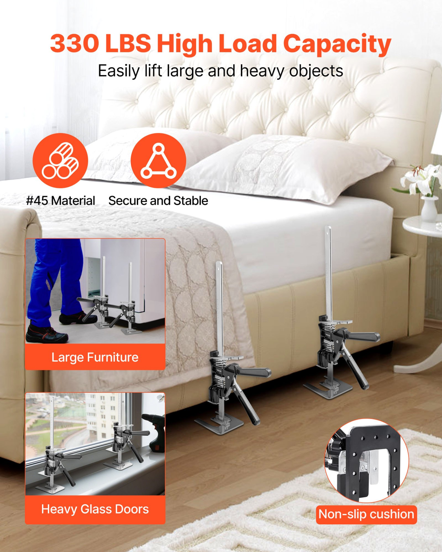VEVOR Labor Saving Arm Jack 2 PCS 150kg Bearing Capacity Lifting to 250mm Black