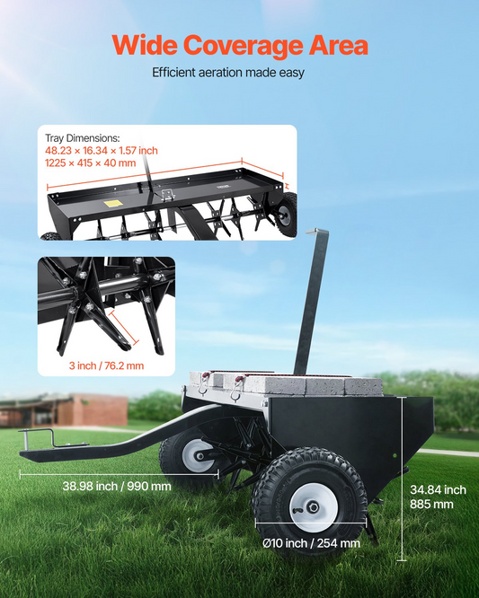 VEVOR 48" Tow Behind Plug Aerator with Universal Hitch Lawn Aerator Tow Behind