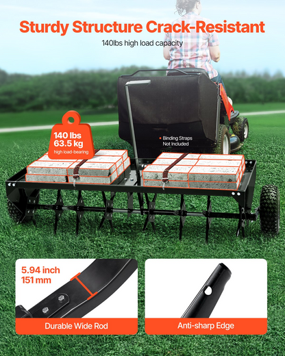 VEVOR 48" Tow Behind Plug Aerator with Universal Hitch Lawn Aerator Tow Behind