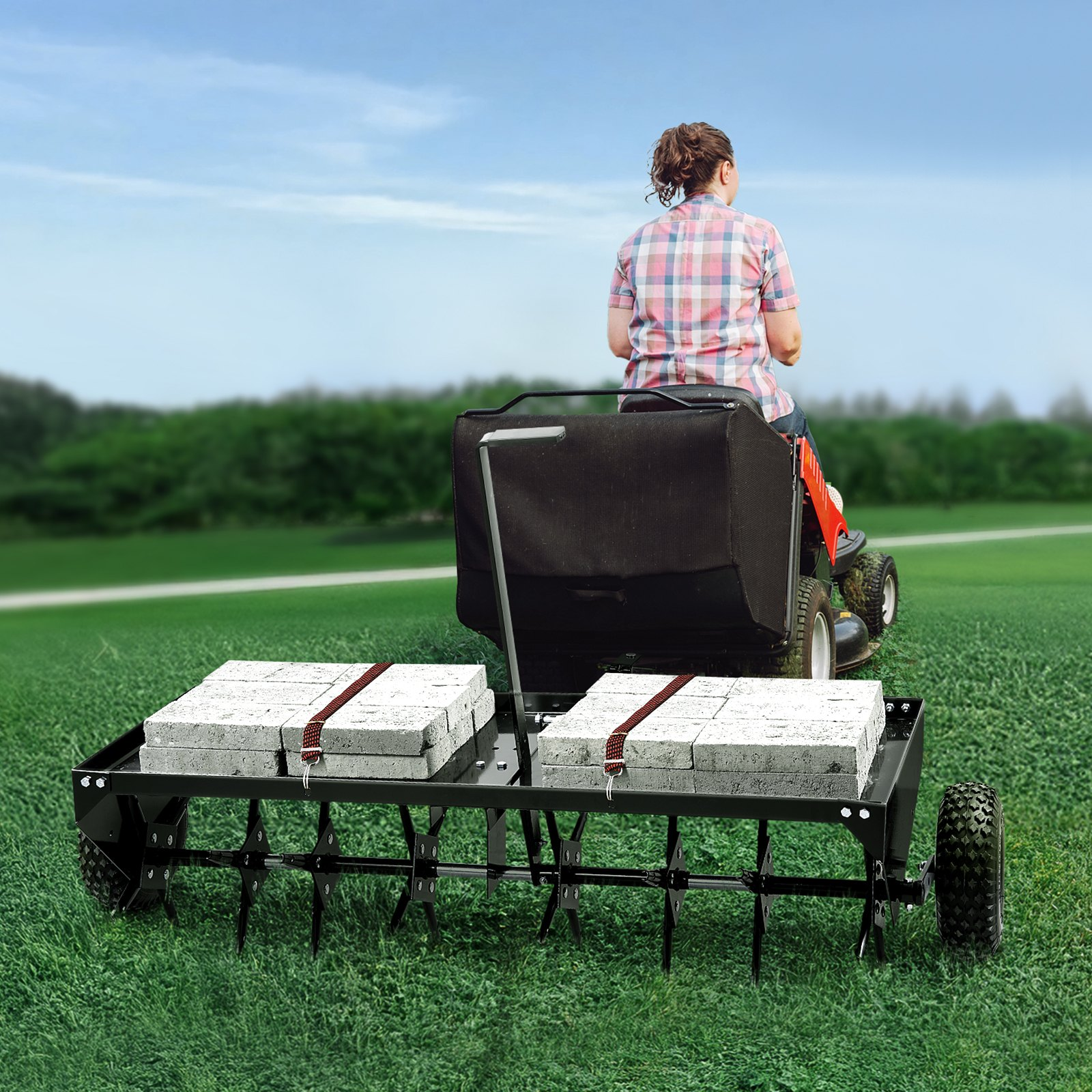 VEVOR 48" Tow Behind Plug Aerator with Universal Hitch Lawn Aerator Tow Behind