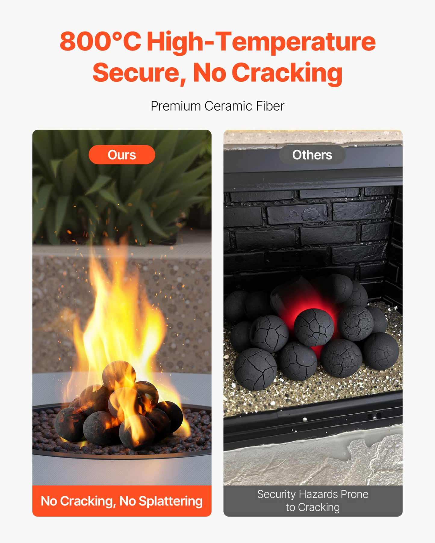 VEVOR 7.6 cm 15 Pcs Ceramic Fire Balls Round Fire Stones Reusable Lava Rocks