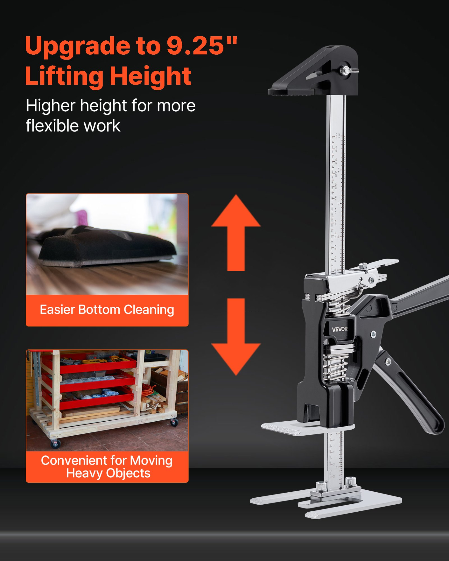 VEVOR Labor Saving Arm Jack 2 PCS 200kg Capacity 2 Modes Lifting to 235mm Black