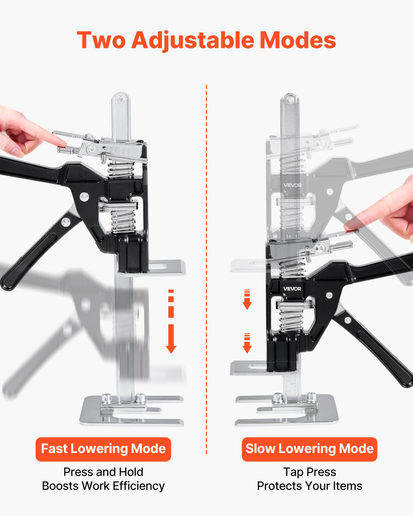VEVOR Labor Saving Arm Jack 2 PCS 200kg Capacity 2 Modes Lifting to 235mm Black
