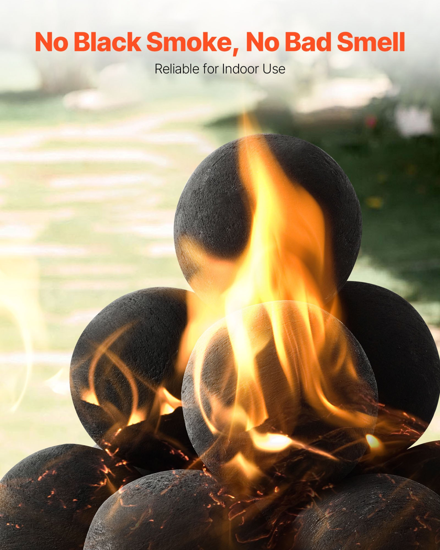 VEVOR 10 cm 12 Pcs Ceramic Fire Balls Round Fire Stones Reusable Lava Rocks