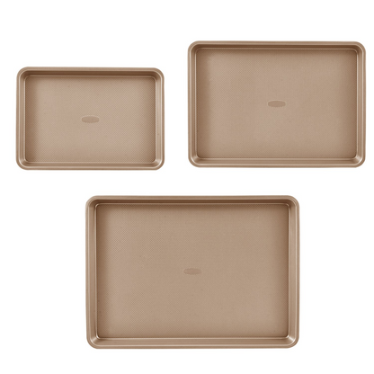 VEVOR Baking Pan Set 3-Piece Nonstick Carbon Steel Set with Silicone Handles