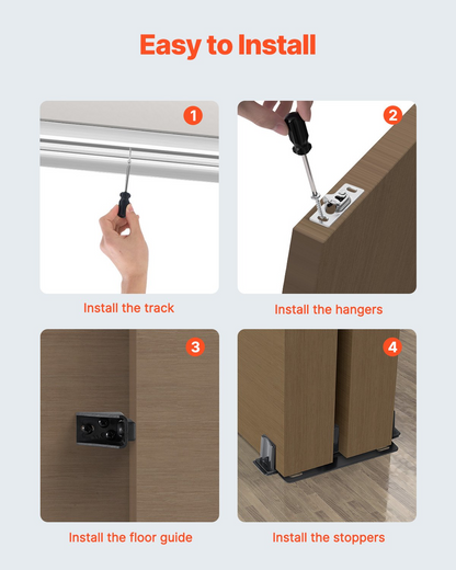 VEVOR Bypass Door Hardware 6ft Bypass Closet Door Track Kit for 2 Door System
